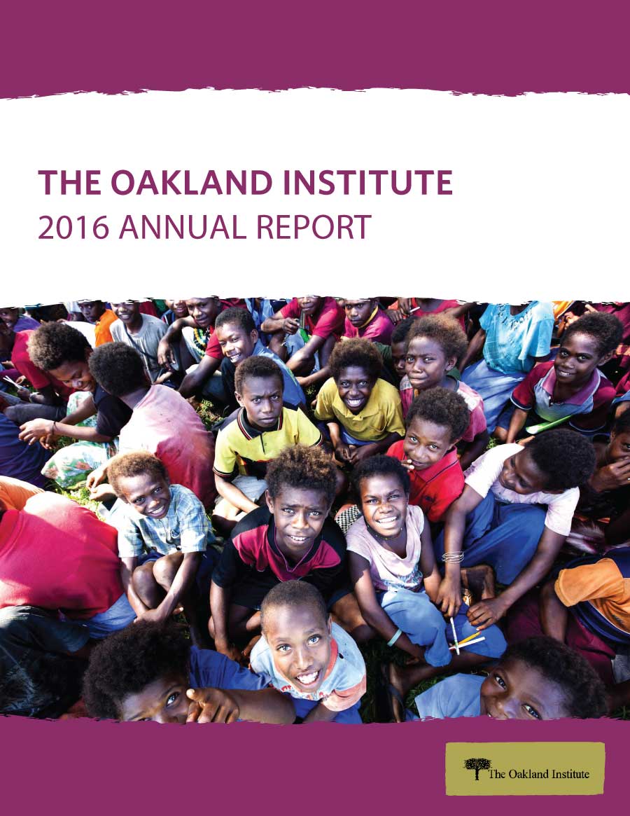 Oakland Institute 2016 Annual Report Cover