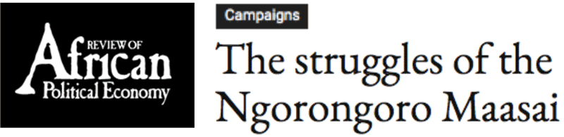 African Political Economy headline: "The struggles of the Ngorongoro Maasai"