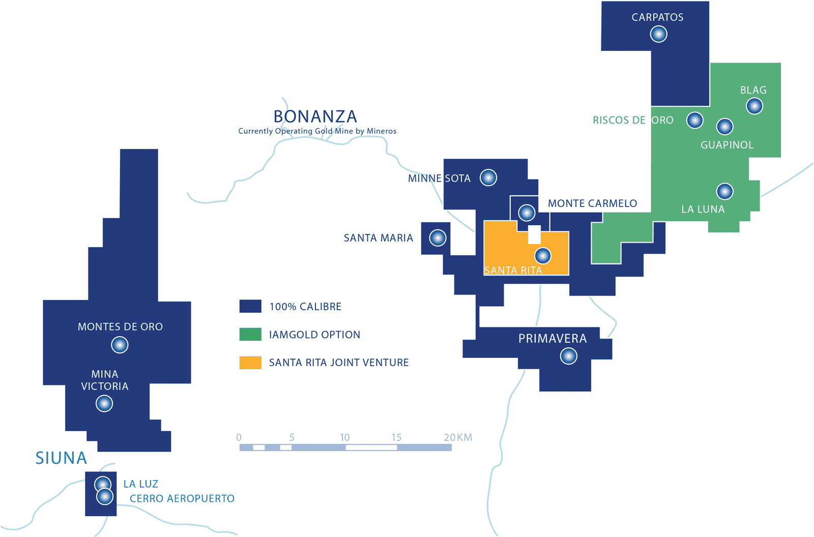 Calibre Mining concession map, January 23, 2019.