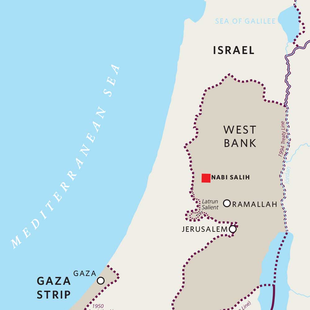 Nabi Salih is a small village with 600 residents located in central West Bank, around 20 kilometers northwest of Ramallah.