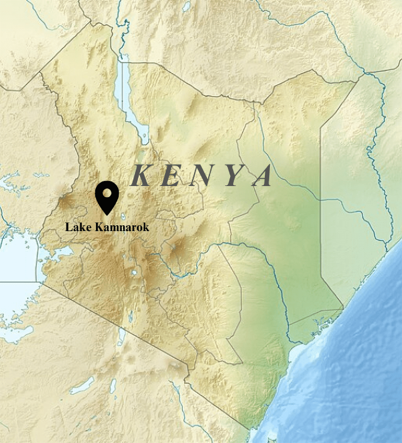 Map of Kenya with the location of Lake Kamnarok