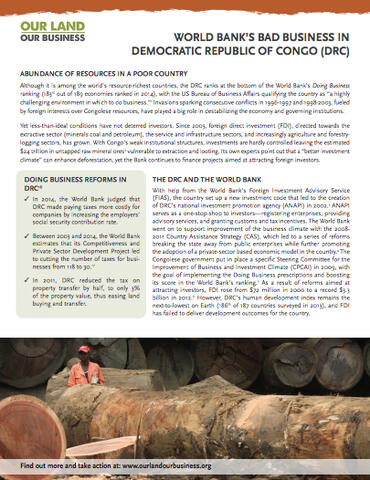 The World Bank's Bad Business in the Democratic Republic of the Congo (DRC) cover