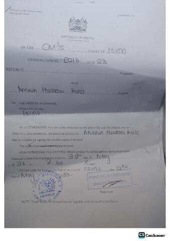 Amina Hussein Release Order