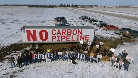 Carbon pipeline protest in Butler County, Iowa. Source: Anonymous