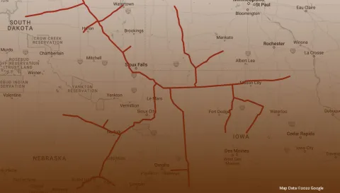 Map tracing pipeline in red overlayed on Midwestern states