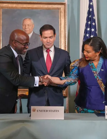 The DRC, Rwanda, and the United States sign the peace agreement. Credit: U.S. Embassy in the Democratic Republic of the Congo.