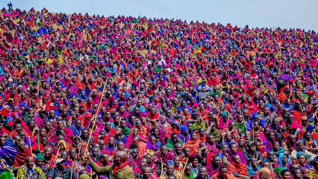 Historic mobilization of over 40,000 Maasai protesting against their eviction from the NCA in August