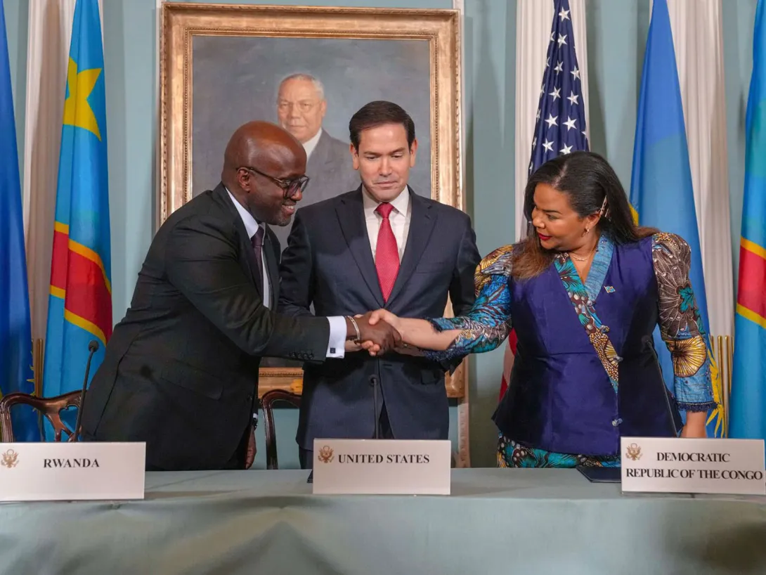 The DRC, Rwanda, and the United States sign the peace agreement. Credit: U.S. Embassy in the Democratic Republic of the Congo.
