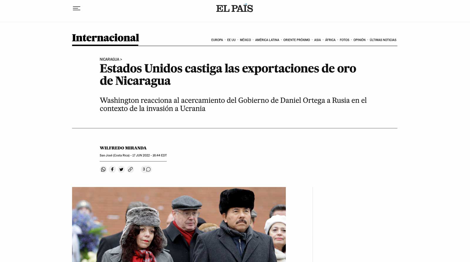 El Pais article screenshot