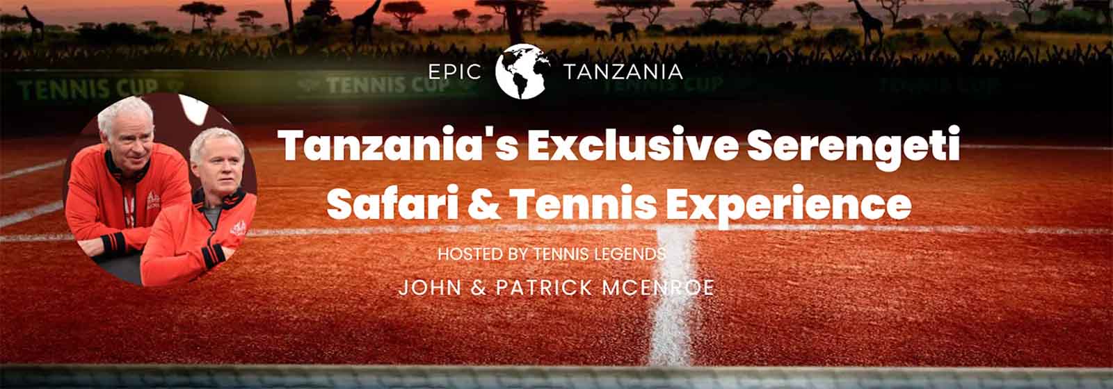 Epic Tanzania Tour website hero image featuring McEnroe brothers