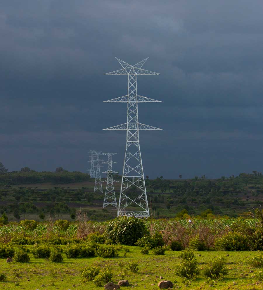 Power line going from Gibe III Dam to Addis Ababa, Ethiopia &copy; The Oakland Institute