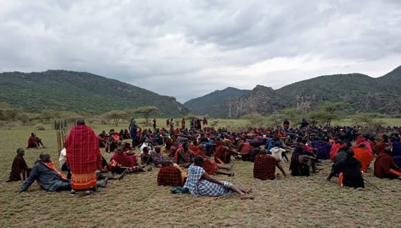 Maasai pastoralists protesting in Loliondo, January 2022. 