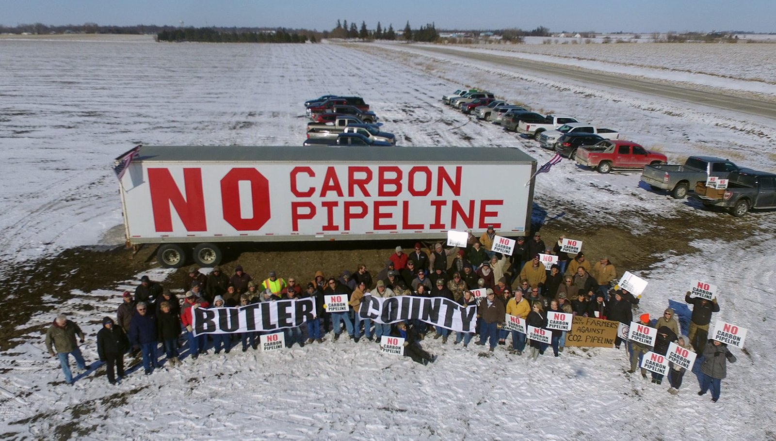 Carbon pipeline protest in Butler County, Iowa. Source: Anonymous