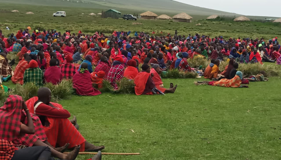 Gathering of Maasai in Oloirobi village February 13, 2022 against impending eviction