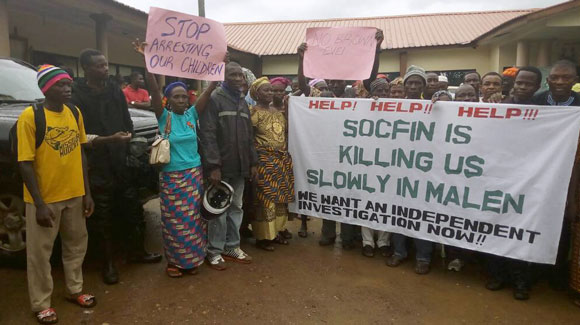 Image: Protest against SOCFIN in Pujehun District, Malen Chiefdom, Sierra Leone.	