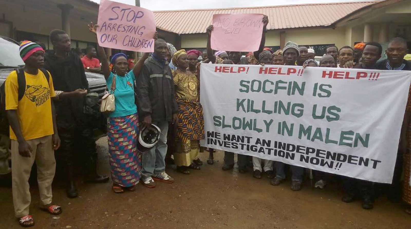 Protest against SOCFIN in Pujehun District, Malen Chiefdom, Sierra Leone.