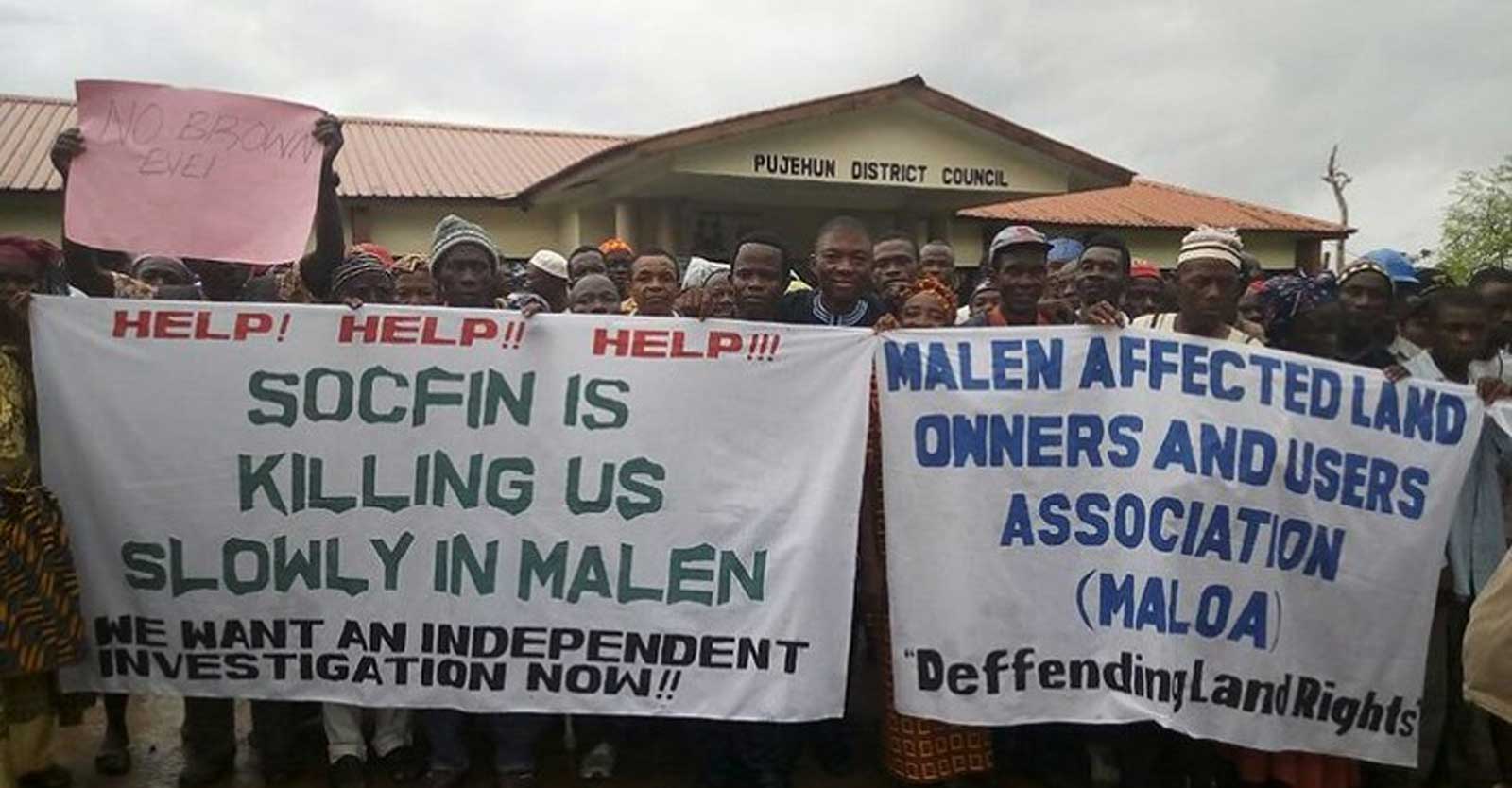 Protest against SOCFIN in Pujehun District, Malen Chiefdom, Sierra Leone.