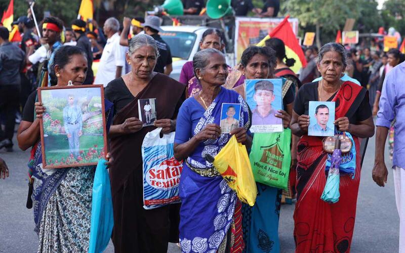 Families of the disappeared participated in the protest march from North to East