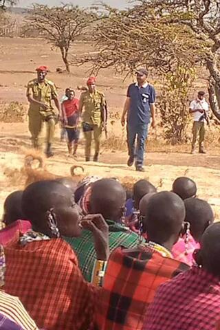Maasai facing armed police