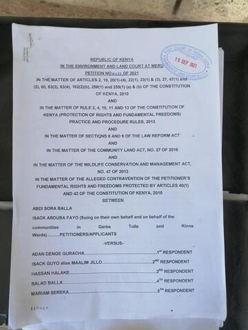 Petition & Certificate of Urgency, Environment & Land Court at Meru — September 2021