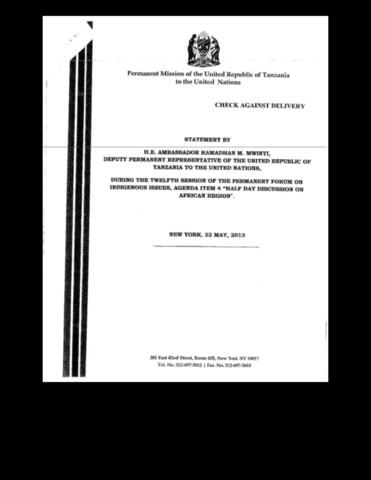Government of Tanzania Statement UN Permanent Forum (1.29 MB)