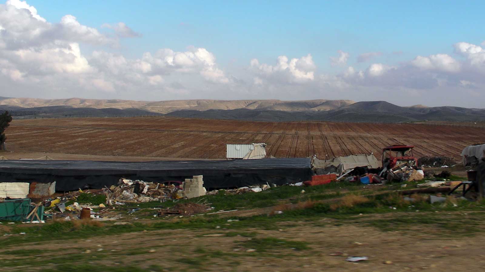 Rubble from the demolition of Umm al-Hiran overlooking the prepared fields. Credit: The Oakland Institute